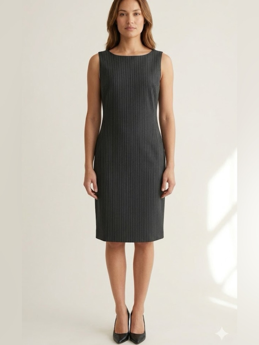 Nygård Collection Pinstripe Sheath Dress - Size 6 - Professional Charcoal Black